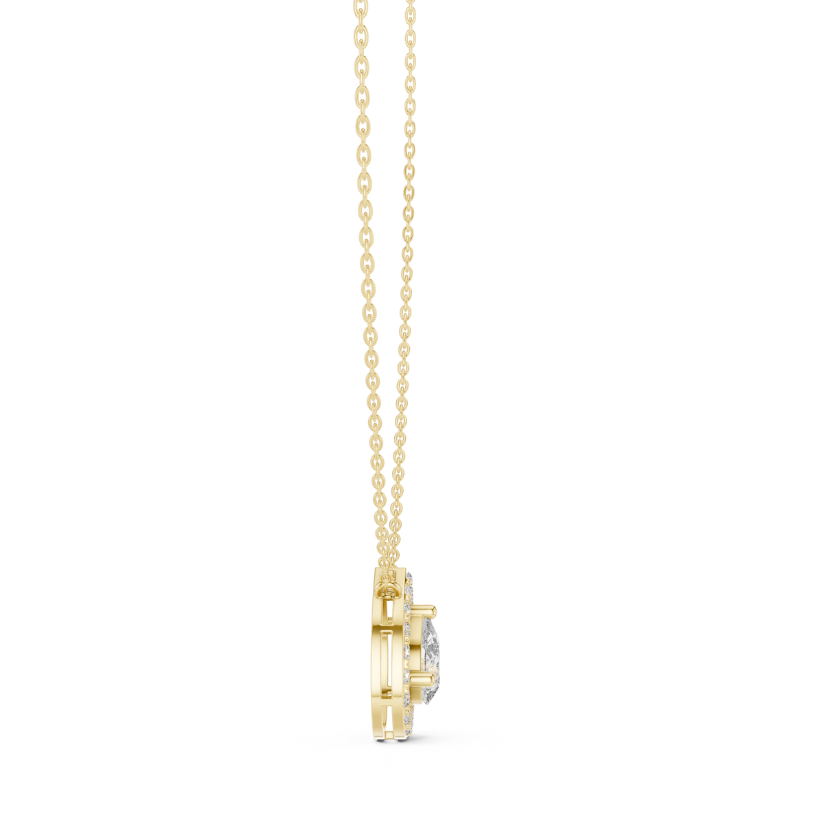 Pear Cut Lab Grown Diamond Floating Halo Pendant
