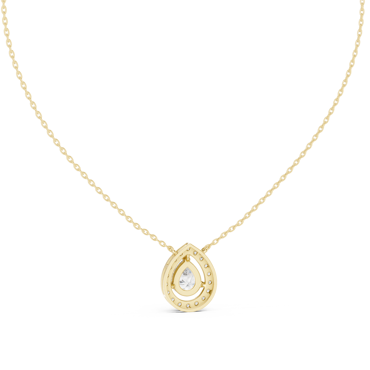 Pear Cut Lab Grown Diamond Floating Halo Pendant