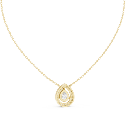 Pear Cut Lab Grown Diamond Floating Halo Pendant