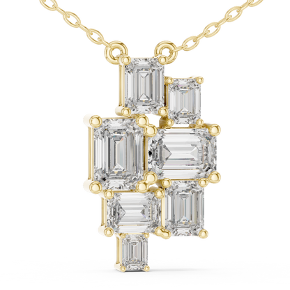 Multi-Stone Emerald Cut Lab Grown Diamond Geometric Cluster Pendant