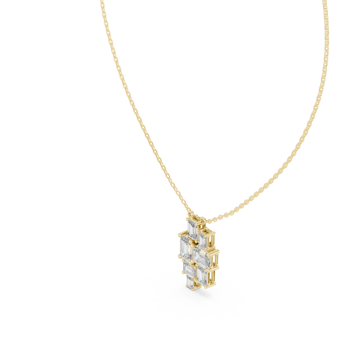 Multi-Stone Emerald Cut Lab Grown Diamond Geometric Cluster Pendant