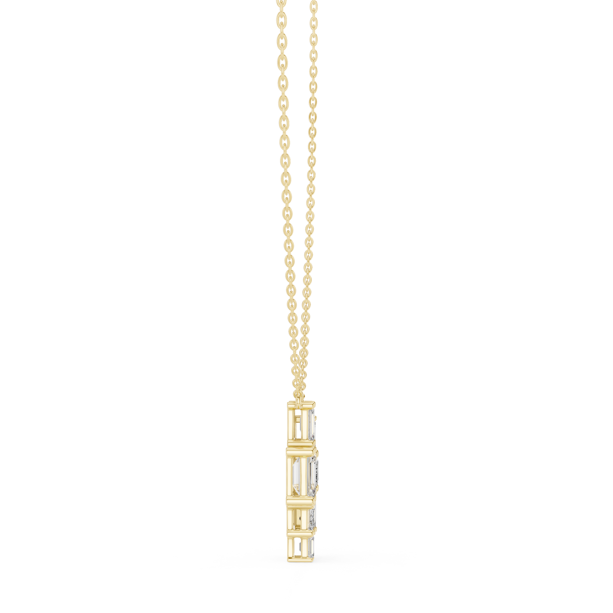 Multi-Stone Emerald Cut Lab Grown Diamond Geometric Cluster Pendant
