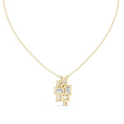 Multi-Stone Emerald Cut Lab Grown Diamond Geometric Cluster Pendant