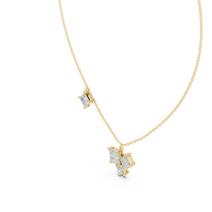 Princess Cut Lab Grown Diamond Station & Cluster Drops Pendant