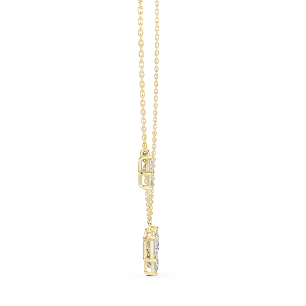 Princess Cut Lab Grown Diamond Station & Cluster Drops Pendant