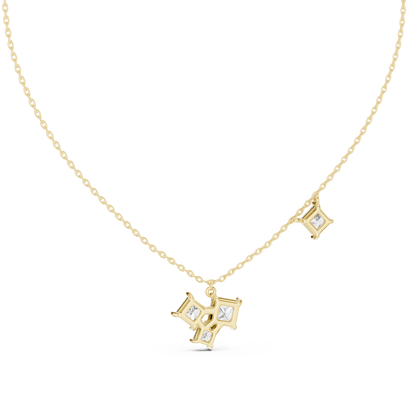 Princess Cut Lab Grown Diamond Station & Cluster Drops Pendant