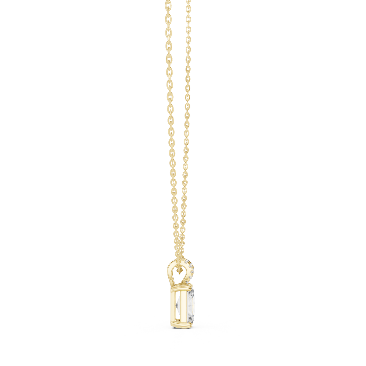 Radiant Cut Lab Grown Diamond Solitaire Pendant with Pave Split V-Bail