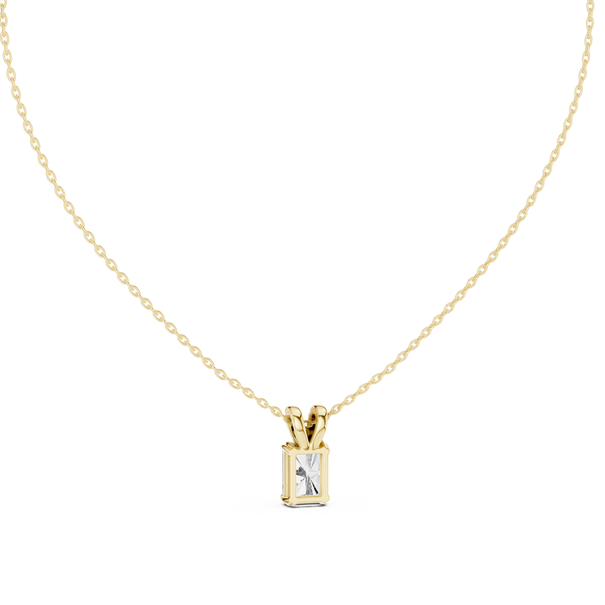 Radiant Cut Lab Grown Diamond Solitaire Pendant with Pave Split V-Bail