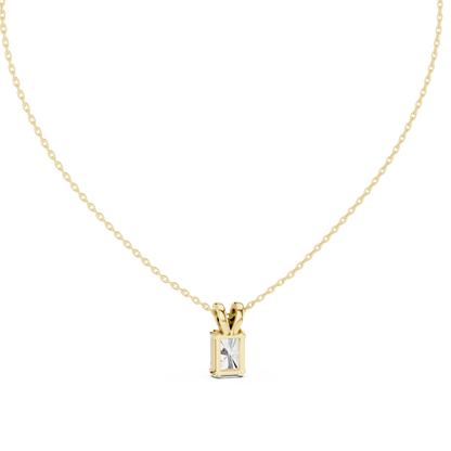 Radiant Cut Lab Grown Diamond Solitaire Pendant with Pave Split V-Bail