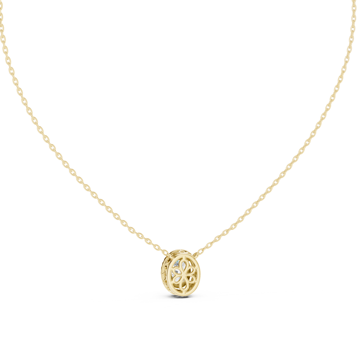 Oval Cut Lab Grown Diamond Solitaire Halo Pendant