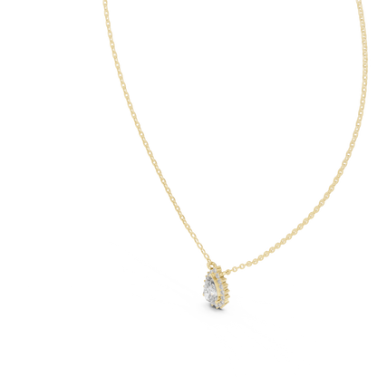 Pear Cut Lab Grown Diamond Scalloped Halo Pendant