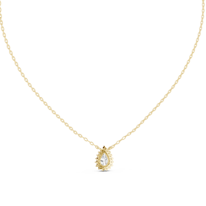 Pear Cut Lab Grown Diamond Scalloped Halo Pendant