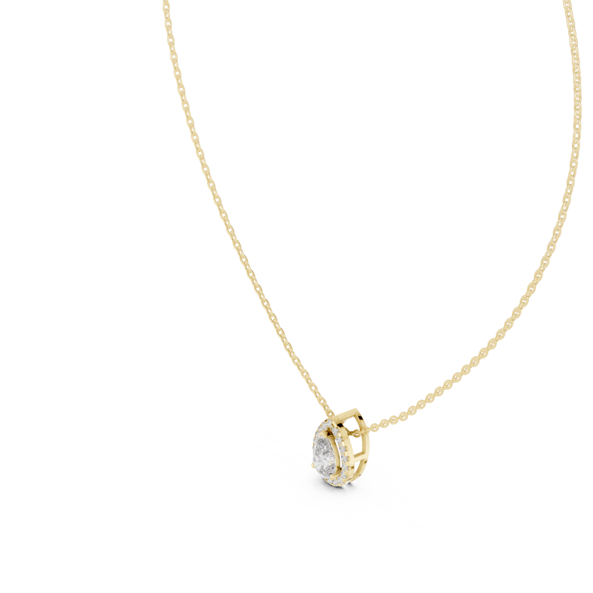 Pear Cut Lab Grown Diamond Solitaire Halo Pendant