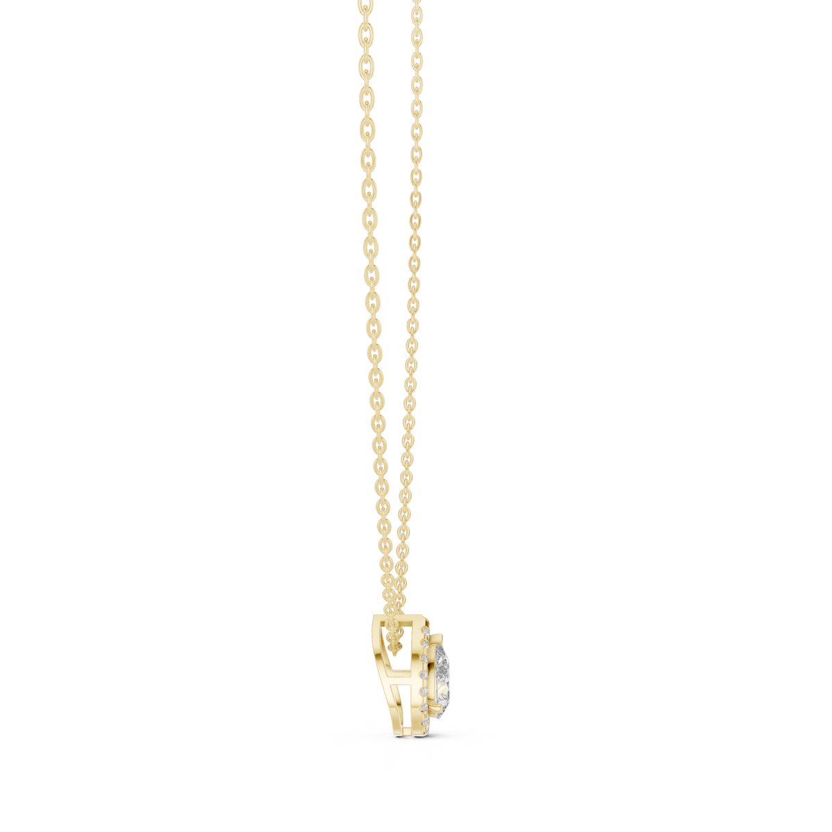 Pear Cut Lab Grown Diamond Solitaire Halo Pendant