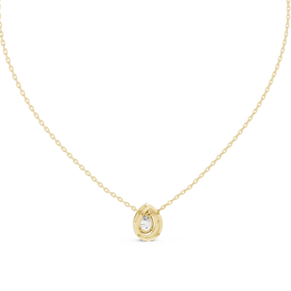 Pear Cut Lab Grown Diamond Solitaire Halo Pendant