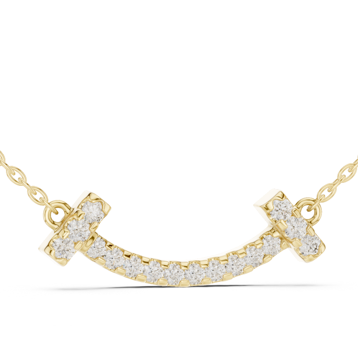 Curved Smile Pave Lab Grown Diamond Bar Pendant