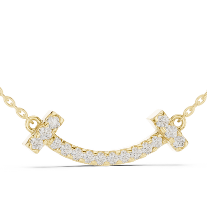 Curved Smile Pave Lab Grown Diamond Bar Pendant
