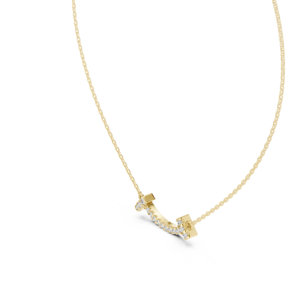 Curved Smile Pave Lab Grown Diamond Bar Pendant