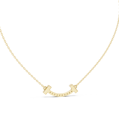 Curved Smile Pave Lab Grown Diamond Bar Pendant