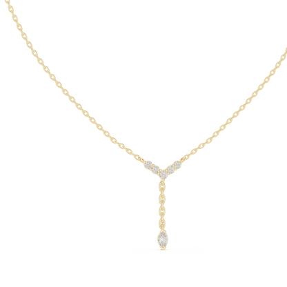 Chevron Round Diamond V-Bar & Marquise Drop Y-Pendant