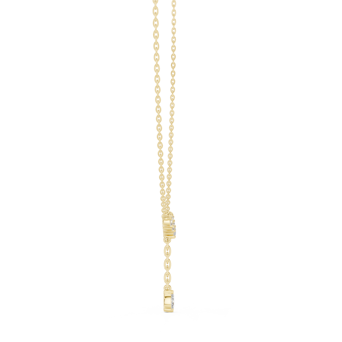 Chevron Round Diamond V-Bar & Marquise Drop Y-Pendant