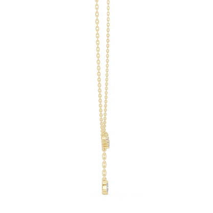 Chevron Round Diamond V-Bar & Marquise Drop Y-Pendant
