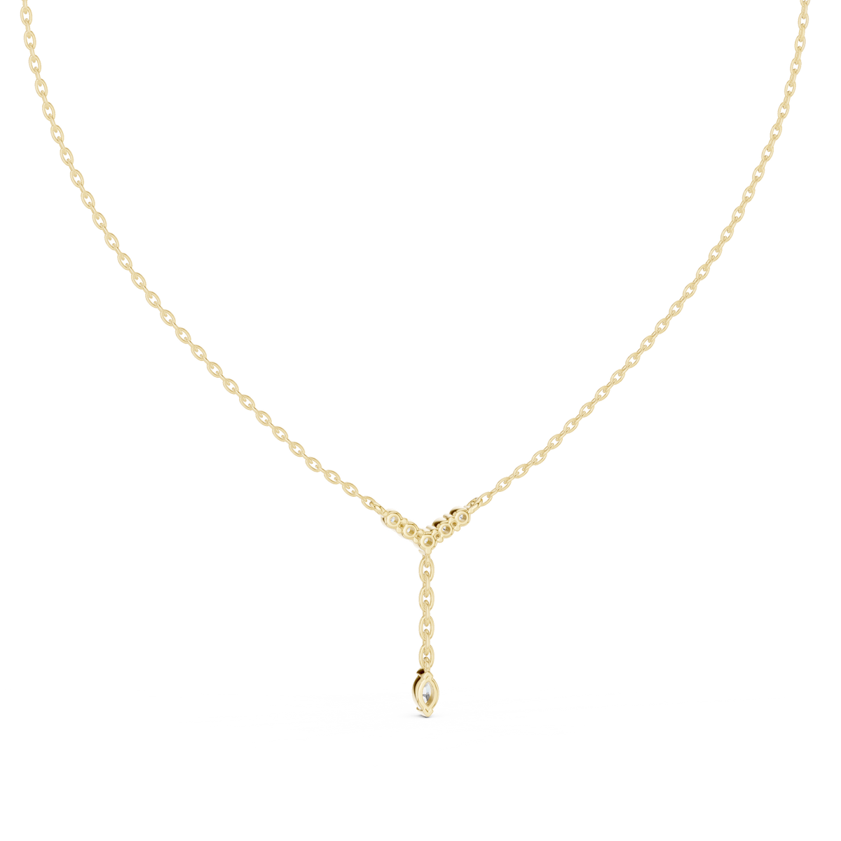 Chevron Round Diamond V-Bar & Marquise Drop Y-Pendant