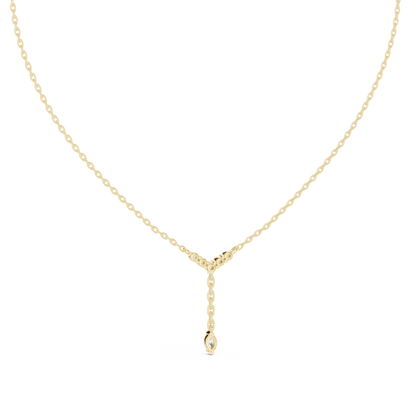 Chevron Round Diamond V-Bar & Marquise Drop Y-Pendant