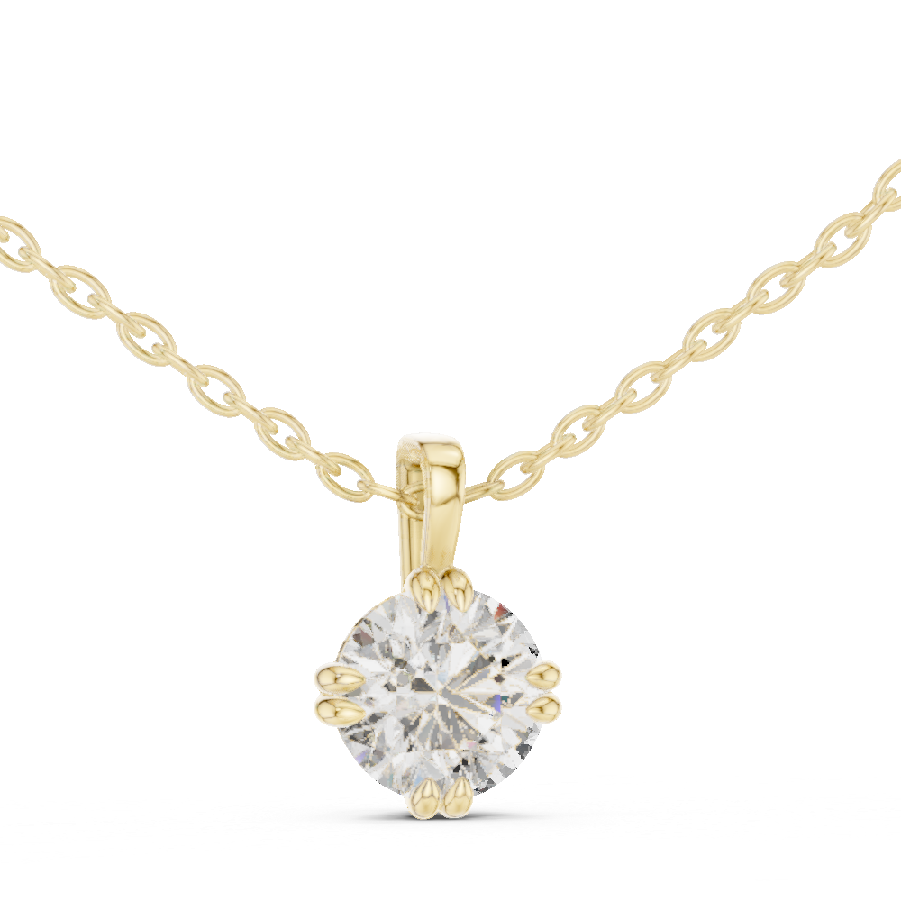 Double-Claw Round Lab Grown Diamond Solitaire Pendant