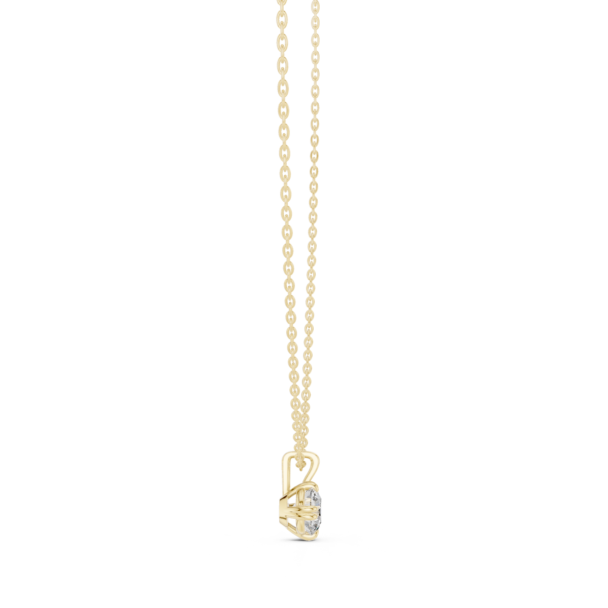 Double-Claw Round Lab Grown Diamond Solitaire Pendant