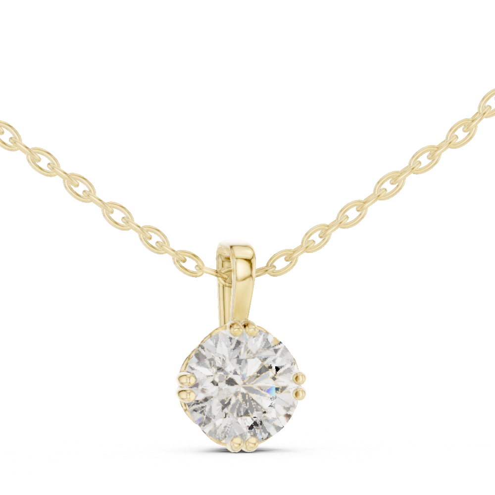 Round Lab Grown Diamond Solitaire Drop Pendant with Tapered Bail