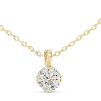 Round Lab Grown Diamond Solitaire Drop Pendant with Tapered Bail