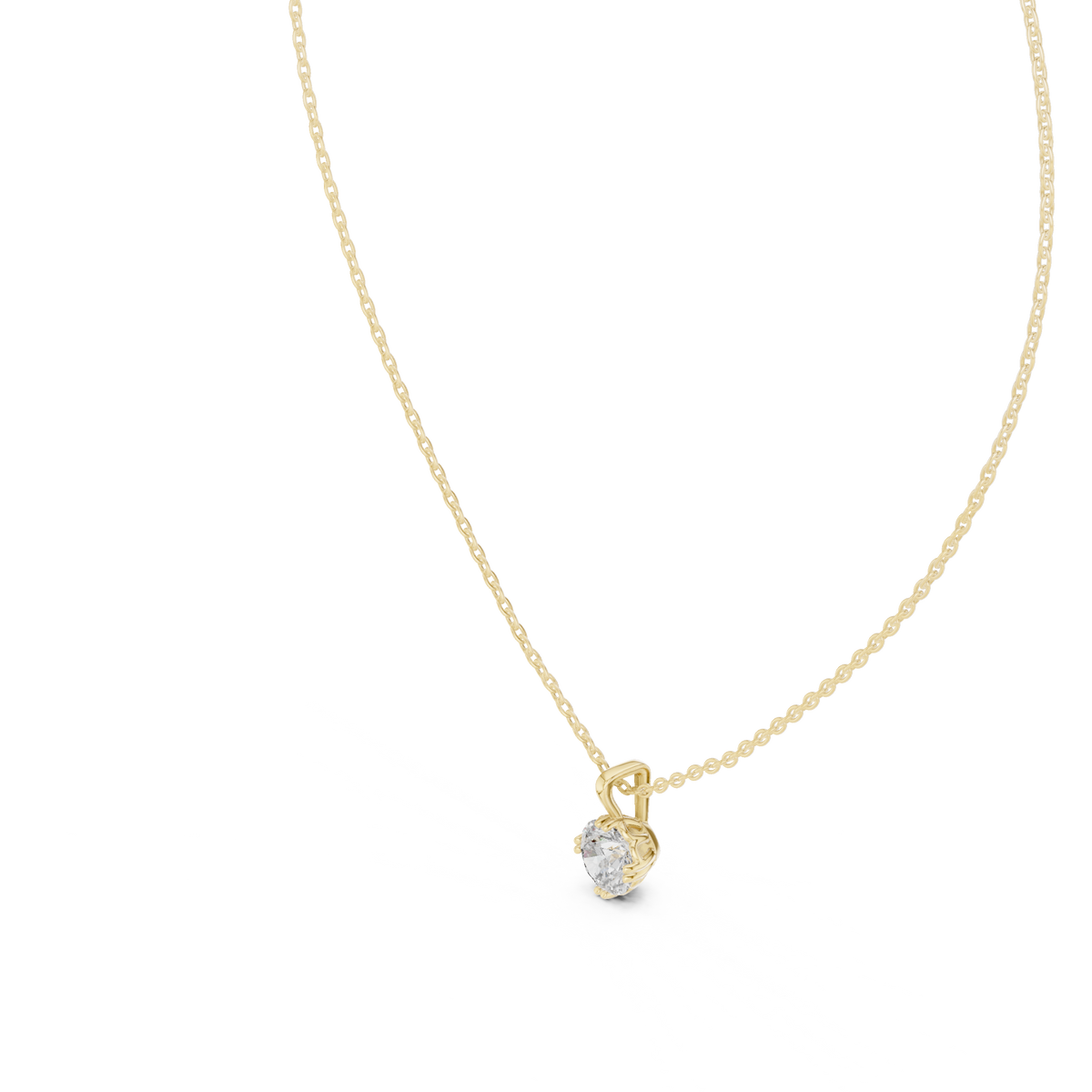 Round Lab Grown Diamond Solitaire Drop Pendant with Tapered Bail