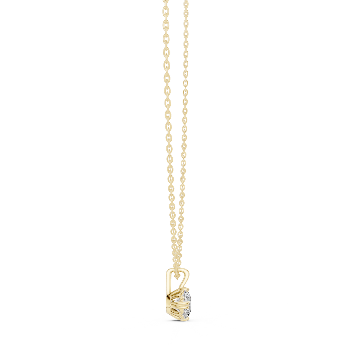 Round Lab Grown Diamond Solitaire Drop Pendant with Tapered Bail