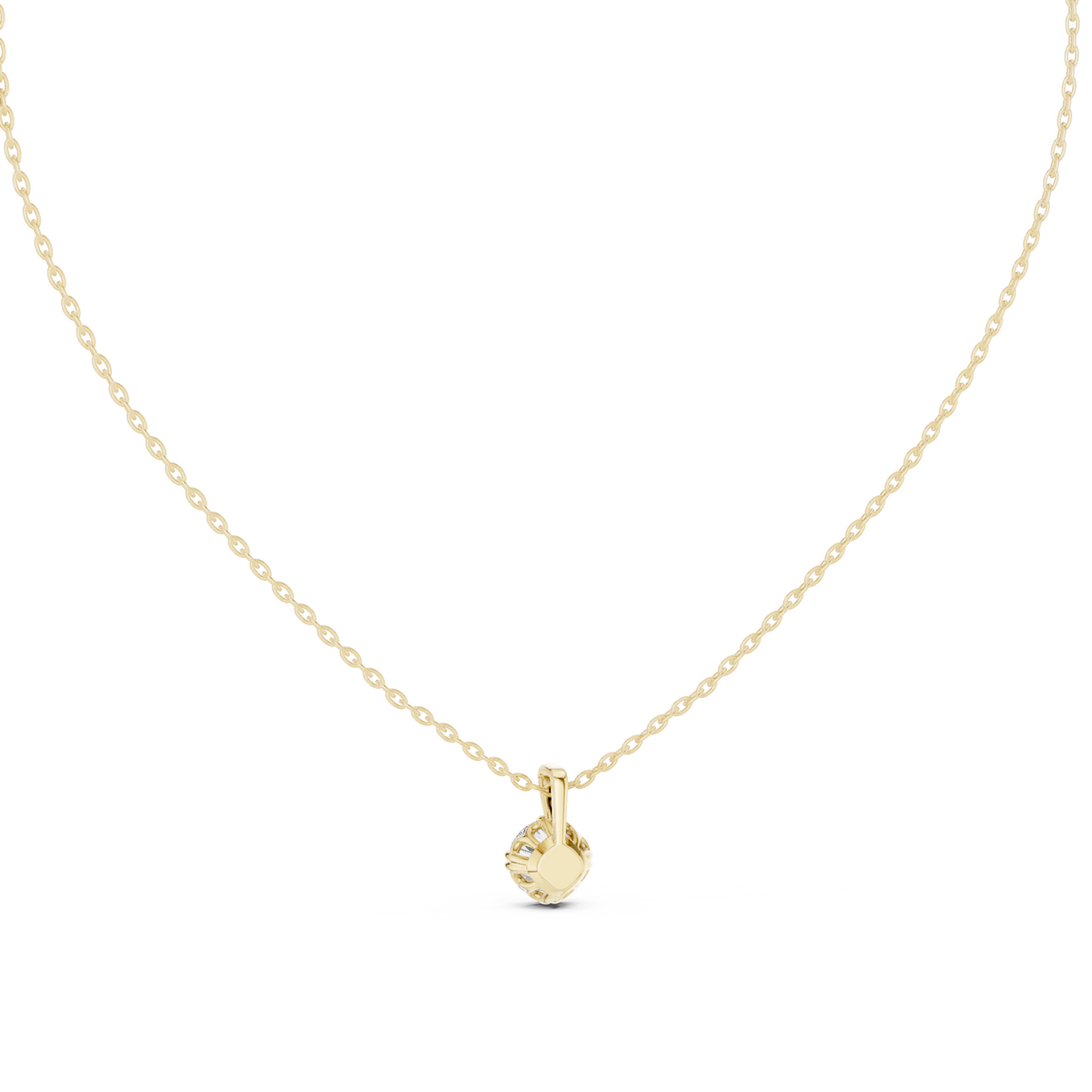 Round Lab Grown Diamond Solitaire Drop Pendant with Tapered Bail