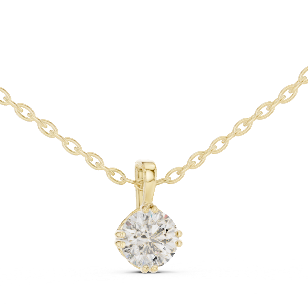 0.50 Ct Round Cut Lab Grown Diamond Double-Claw Solitaire Pendant