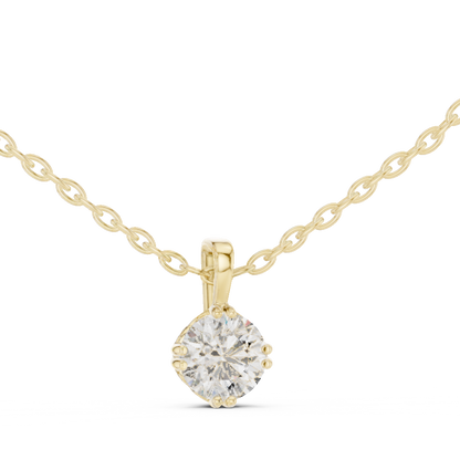 0.50 Ct Round Cut Lab Grown Diamond Double-Claw Solitaire Pendant