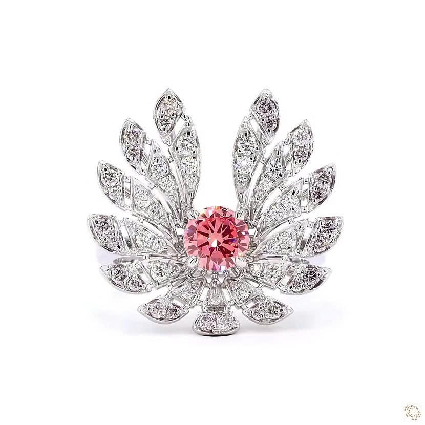 Wing Motif Lab-Grown Pink Diamond Statement Cocktail Ring