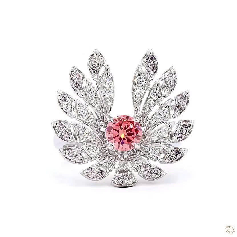 Wing Motif Lab-Grown Pink Diamond Statement Cocktail Ring