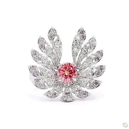 Wing Motif Lab-Grown Pink Diamond Statement Cocktail Ring