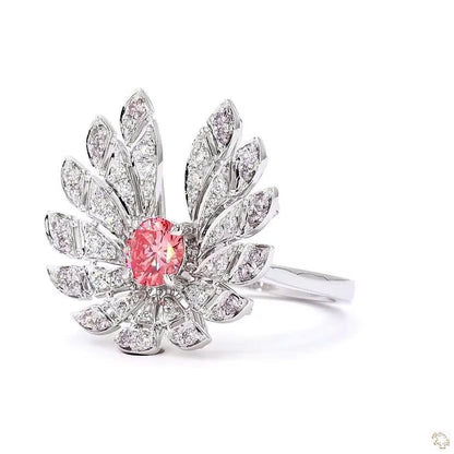 Wing Motif Lab-Grown Pink Diamond Statement Cocktail Ring