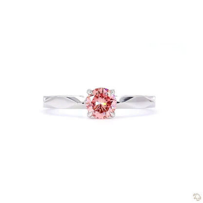 Four Prong Round Shape Pink Lab Grown Diamond Solitaire Ring