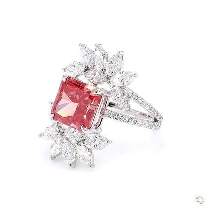 Radiant Cut and Marquise Lab Grown Diamond Solitaire Ring Tiara Band