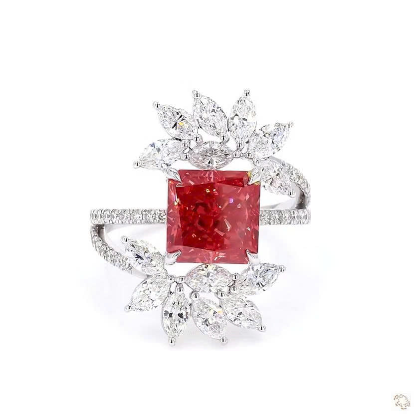 Radiant Cut and Marquise Lab Grown Diamond Solitaire Ring Tiara Band