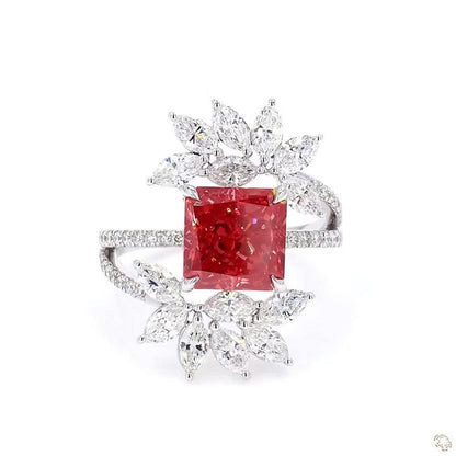Radiant Cut and Marquise Lab Grown Diamond Solitaire Ring Tiara Band