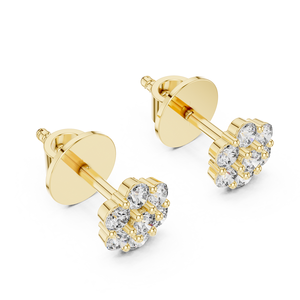 Multi Round Lab Grown Diamond Cluster Stud Earrings