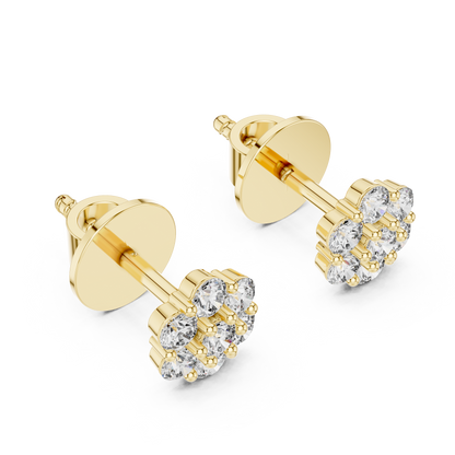 Multi Round Lab Grown Diamond Cluster Stud Earrings