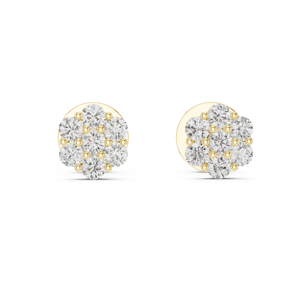 Multi Round Lab Grown Diamond Cluster Stud Earrings