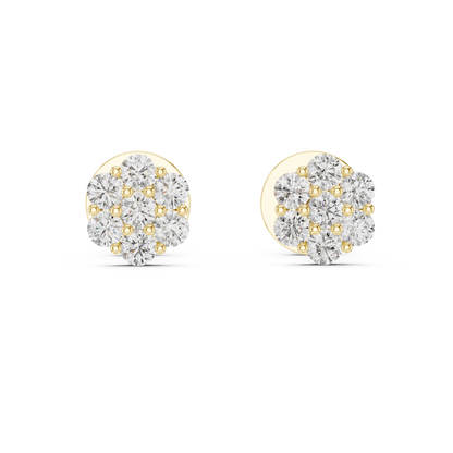 Multi Round Lab Grown Diamond Cluster Stud Earrings