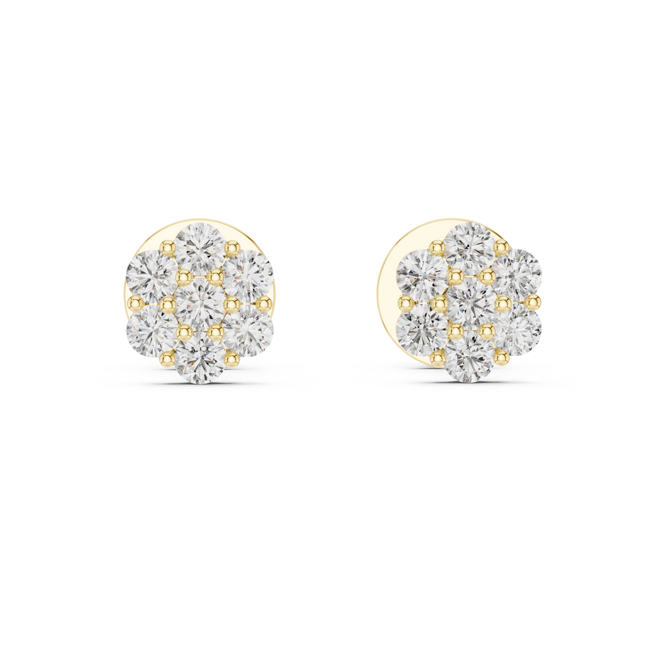 Multi Round Lab Grown Diamond Cluster Stud Earrings